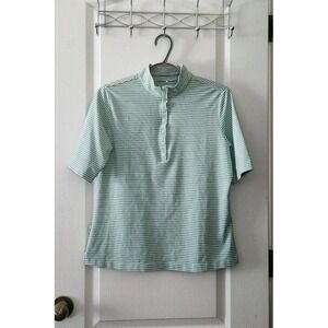 Tail Womens 1/4 Snap Button Striped Blouse Golf  Short Sleeve‎ Size L